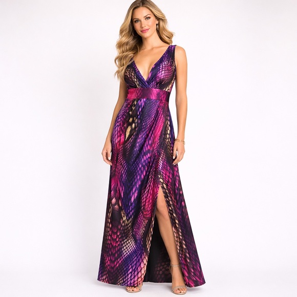 Boston Proper Dresses & Skirts - Boston Proper Snake Print Maxi Dress Size 8 Purple Pink